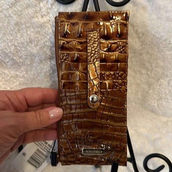 NWT Brahmin Credit Card Wallet Teak Ombré Melbourne Genuine Leather - Picture 2 of 5